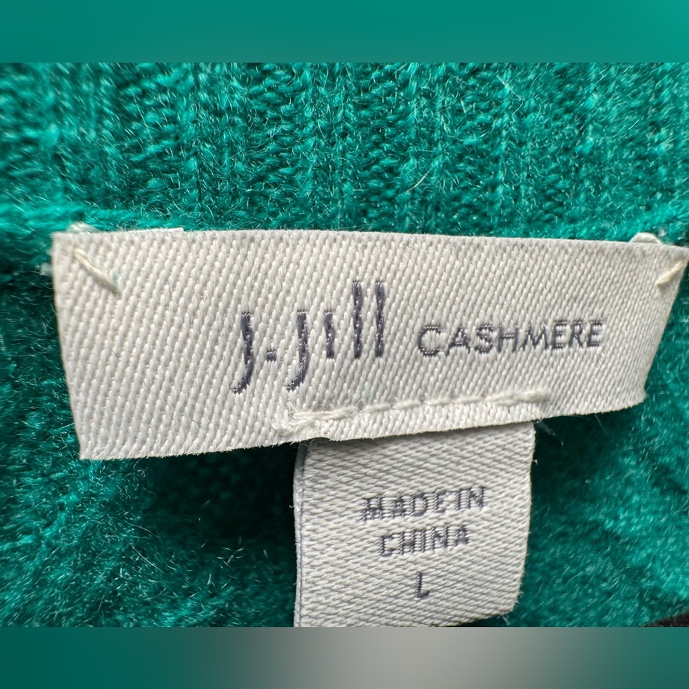 Like New J. Jill L Cashmere Cowl-Neck Sweater, Light Malachite - Picture 3 of 6